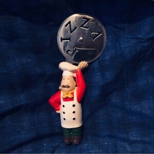 Chef Figurine with Red Jacket and Silver Utensil